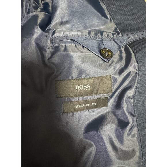 BOSS Hugo Boss Blazer Mens 46R Navy Regular Fit Two Button Notch Lapel Textured - Picture 8 of 15